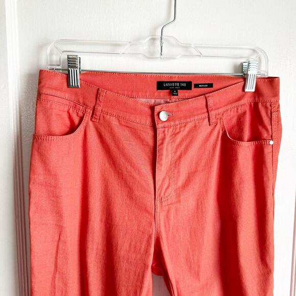 Lafayette 148 New York Orange Mercer Skinny Ankle Pants Slacks Peach Rose Size 6 - Picture 4 of 13